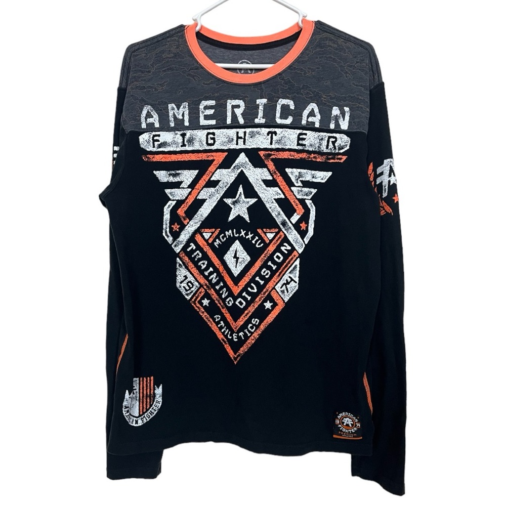 American Fighter Buckle Crossroads Distressed Graphic Long Sleeve T-shirt Large